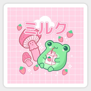 Trip to the 90s with Our Harajuku : Cute Kawaii Strawberry Frog and Anime Milk Box Sticker